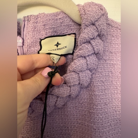 Tuckernuck Lilac Purple Jackie Tweed Dress with Buttons & Braid Detail - Picture 6 of 7